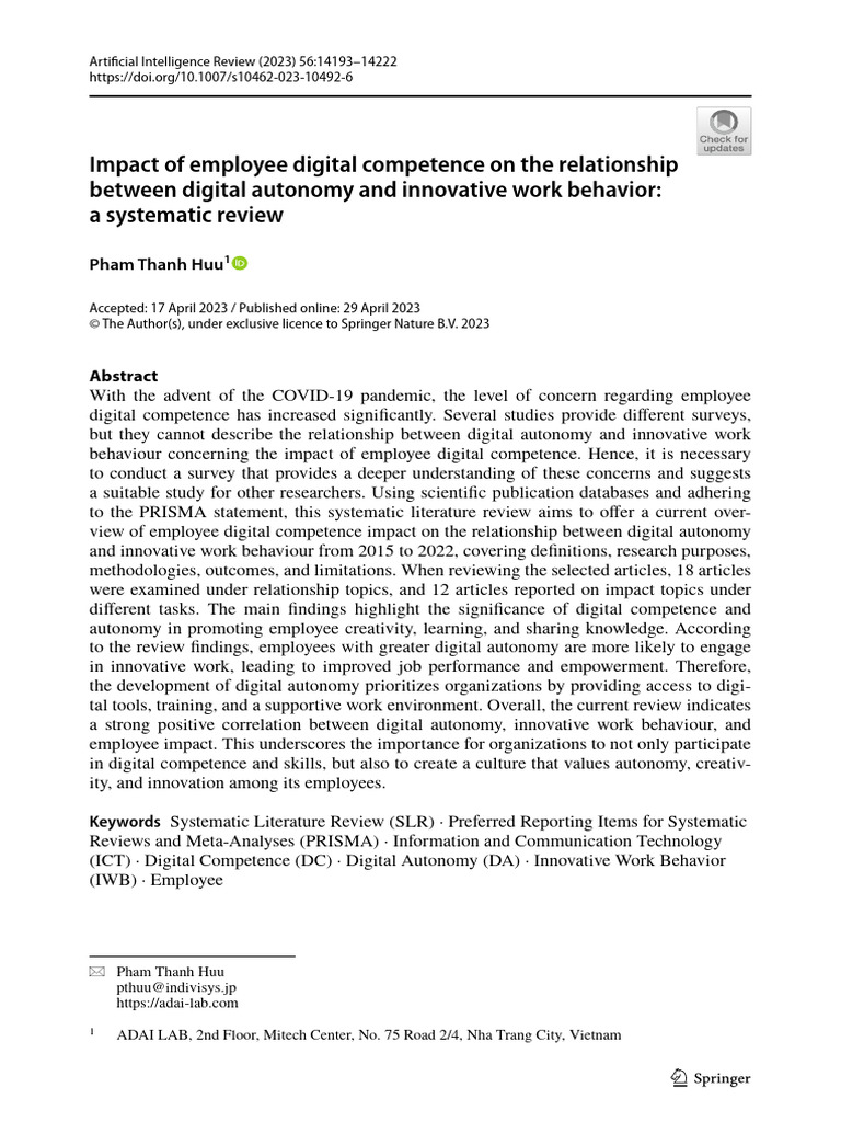 Digital Competence and Work Innovation | PDF | Systematic Review ...