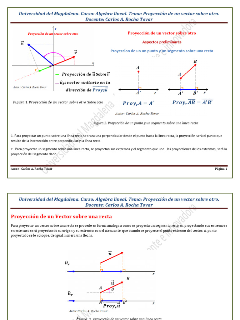 Proyección de vectores en álgebra lineal | PDF | Vector Euclidiano ...