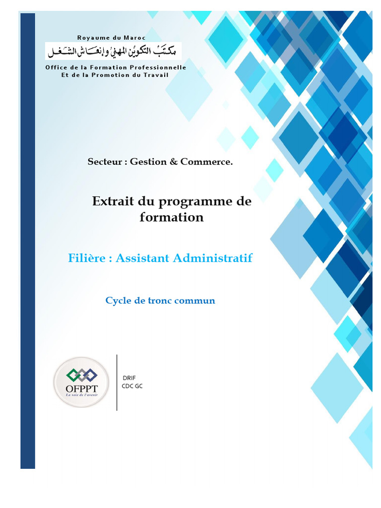 Programme Assistant Administratif OFPPT | PDF | Compétence (Ressources ...