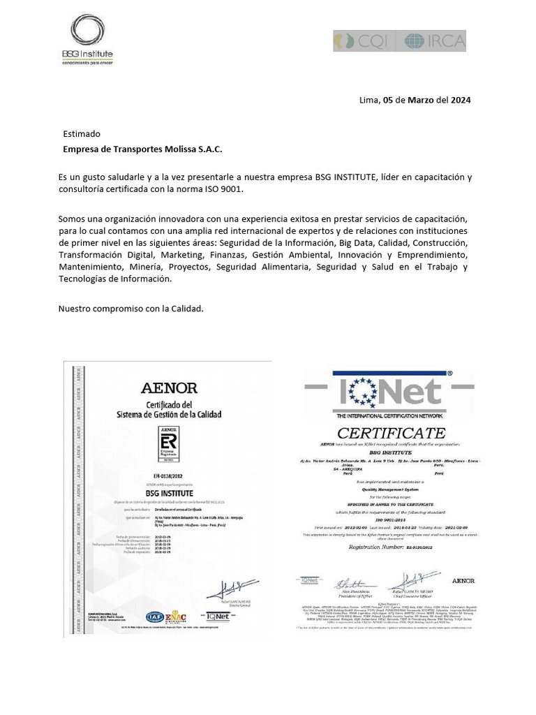 Cotizacion Implementador Lider en Sistemas Integrados de Gestión ...