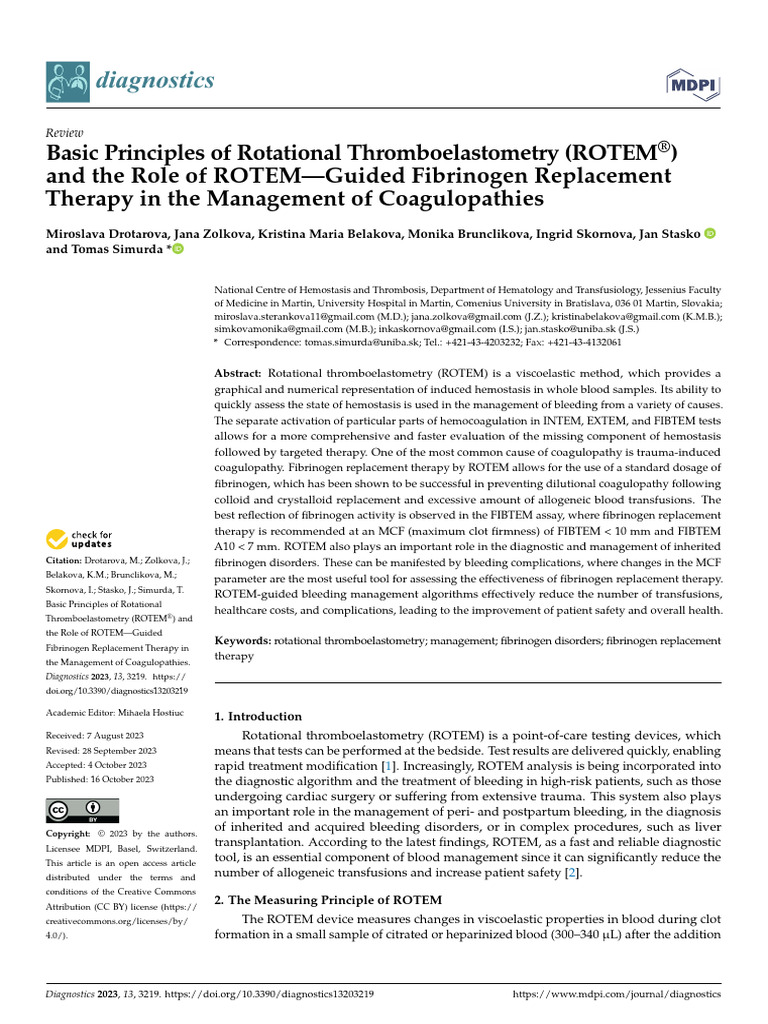 ROTEM | PDF | Blood | Hematology