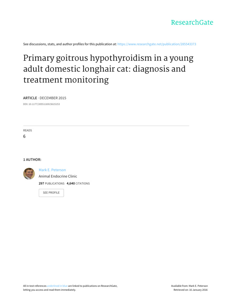 Goitrous Hypothyroidism in Young Cat | PDF | Hypothyroidism | Thyroid