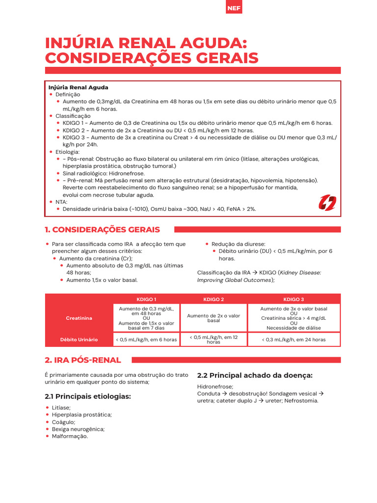 Classificação da Injúria Renal Aguda KDIGO | PDF | Creatinina | Rim