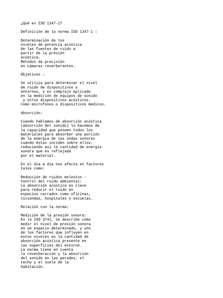 ISO 1347-1: Medición de Potencia Acústica | PDF