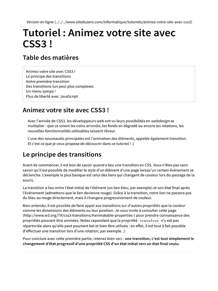 Tutoriel CSS3 : Animations et Transitions | PDF | JavaScript | Génie ...