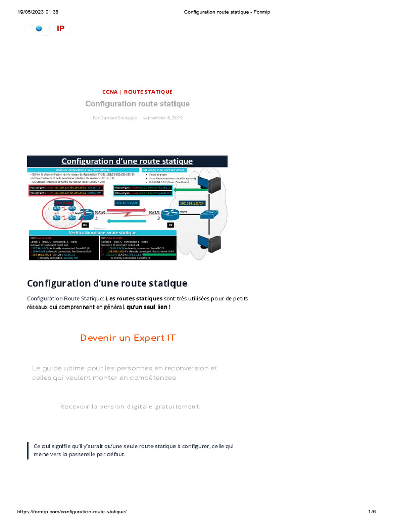 Configuration de routes statiques | PDF | Routage | Adresse IP