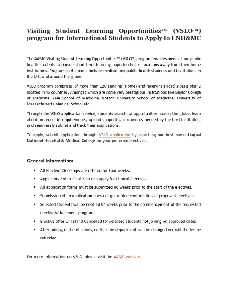 VSLO Program for International Students | PDF