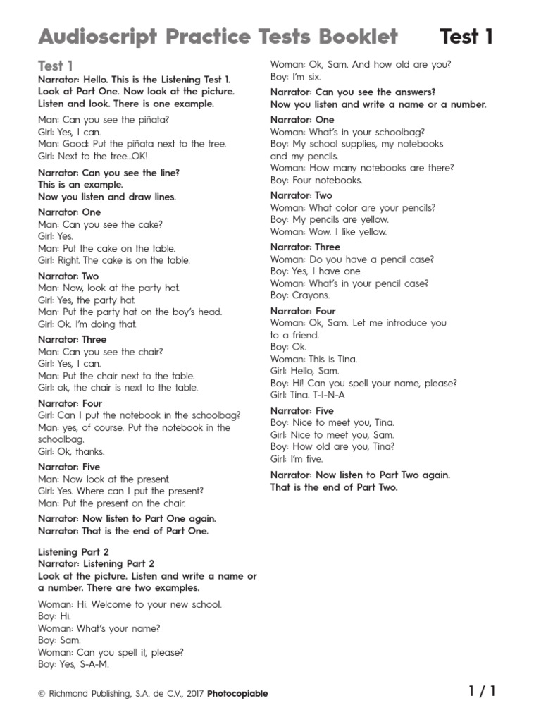 AUDIOSCRIPTS Practice Tests Booklet N1 | PDF