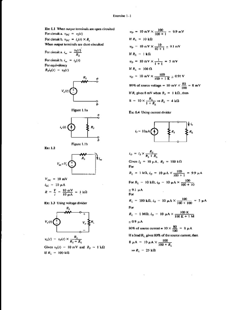 Circuit Analysis Exercises and Solutions | PDF | Amplifier ...