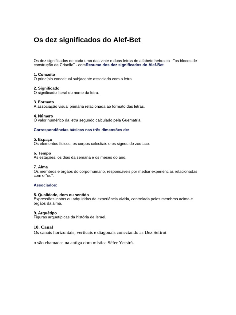 Significados do Alef-Bet Hebraico | PDF | Alma