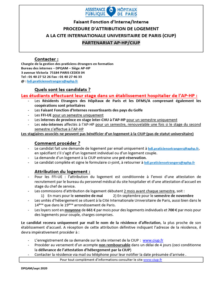 Attribution de logement à la CIUP | PDF | Paris