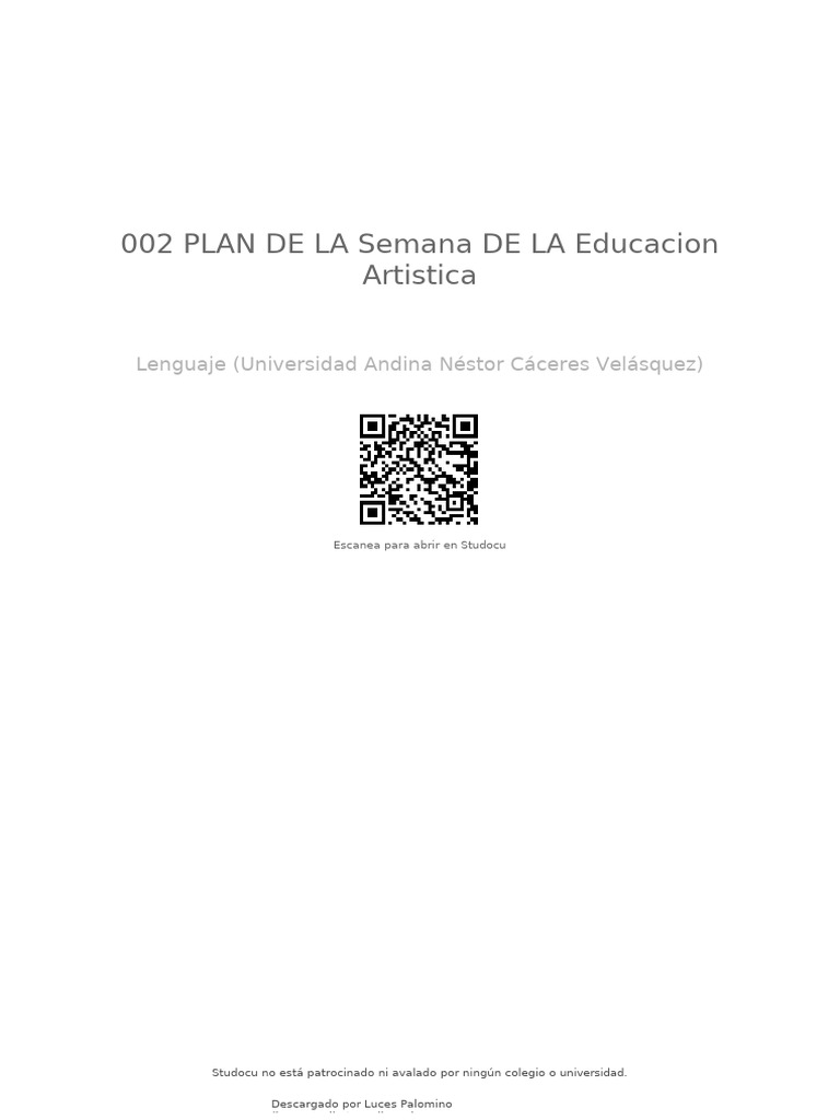Plan Semana Educación Artística 2023 | PDF | Educación en artes ...