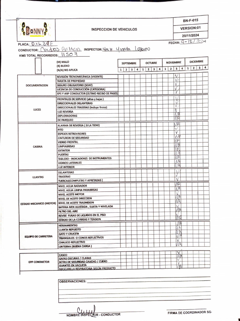 Inspección Vehicular 2024: Informe Detallado | PDF | Vehículos | Partes ...