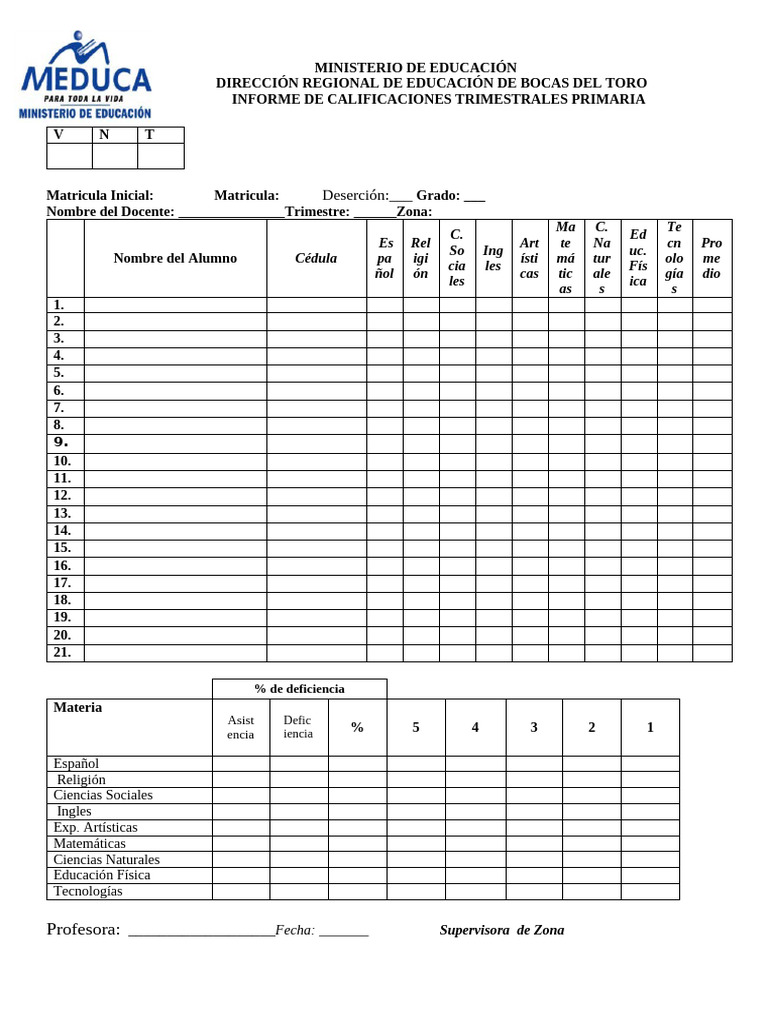 Informe de Calificaciones Primaria | PDF