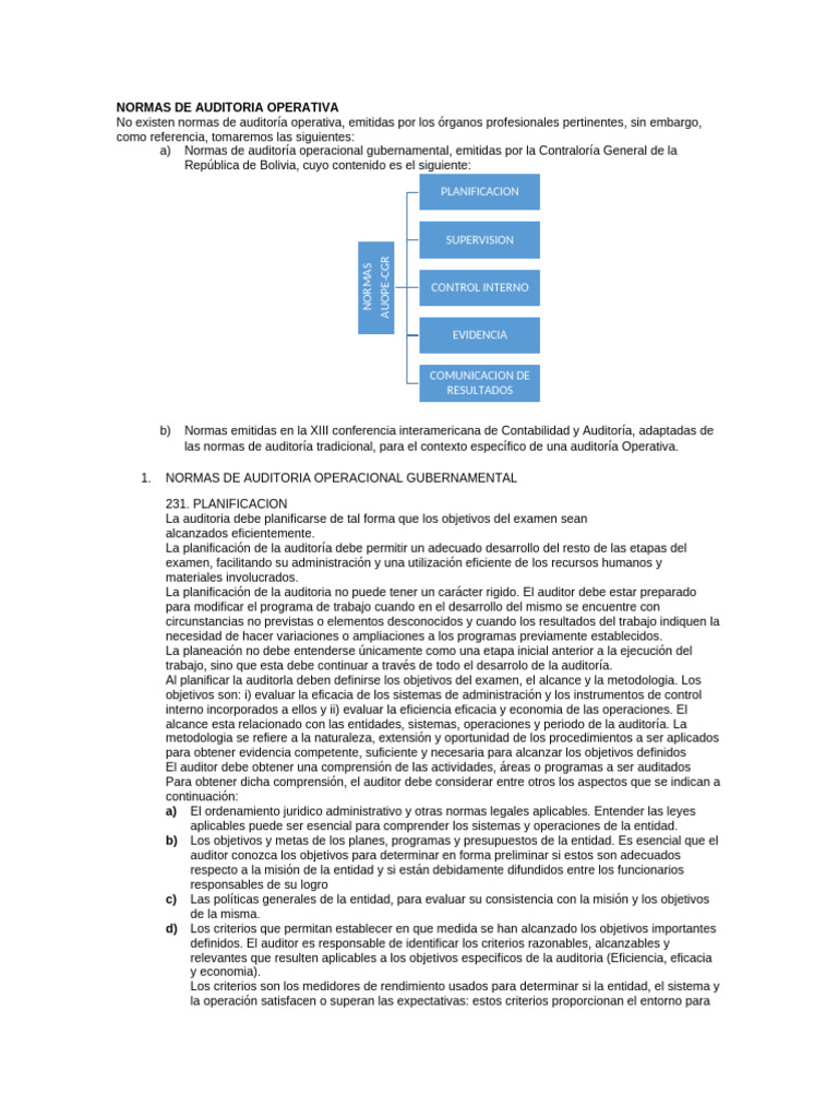 Normas de Auditoria Operativa | PDF | Auditoría | Contralor