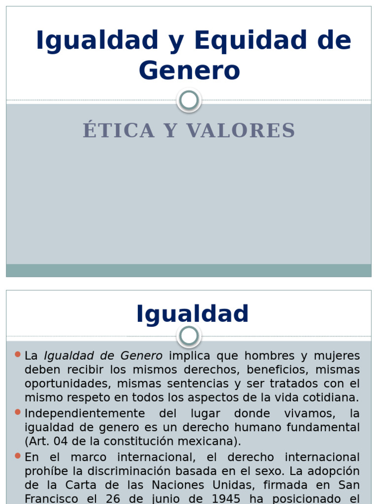 Igualdad y Equidad de Genero. | PDF