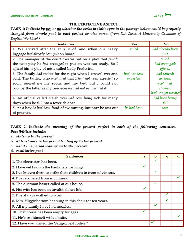 LA V I 5 _key | PDF | Linguistic Morphology | Syntax