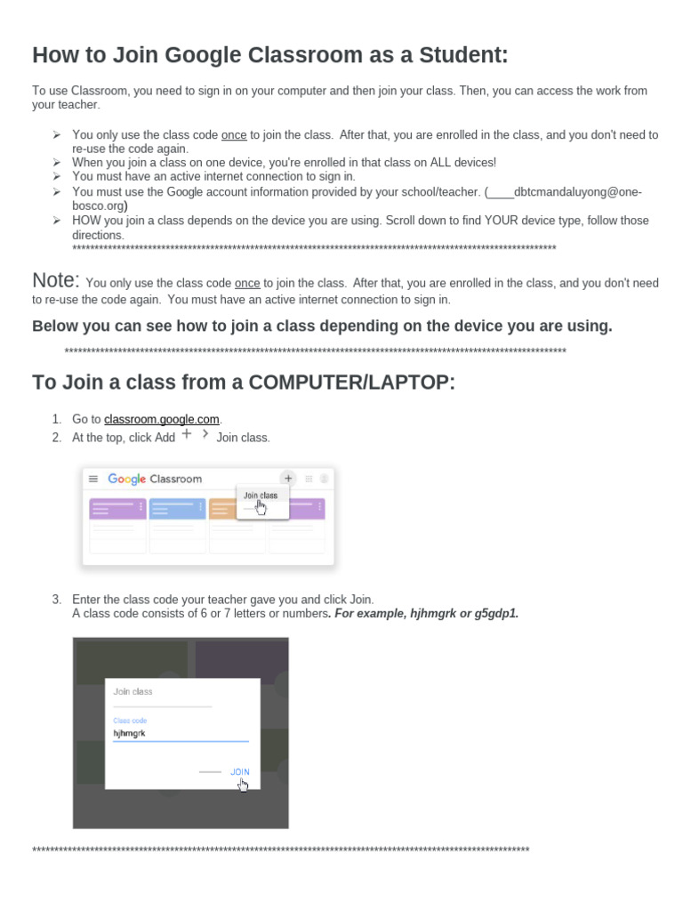 Joining Google Classroom as a Student | PDF | Mobile App | I Pad