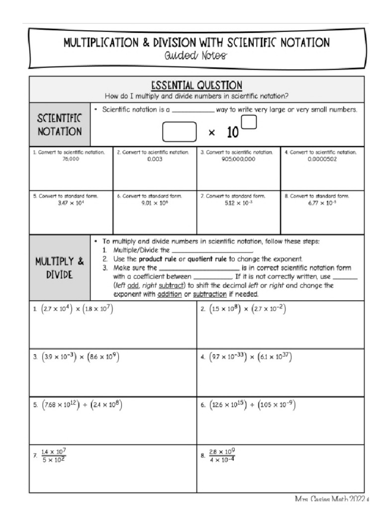 Kami Export - SC Guided Notes Mulitiplication and Division of ...
