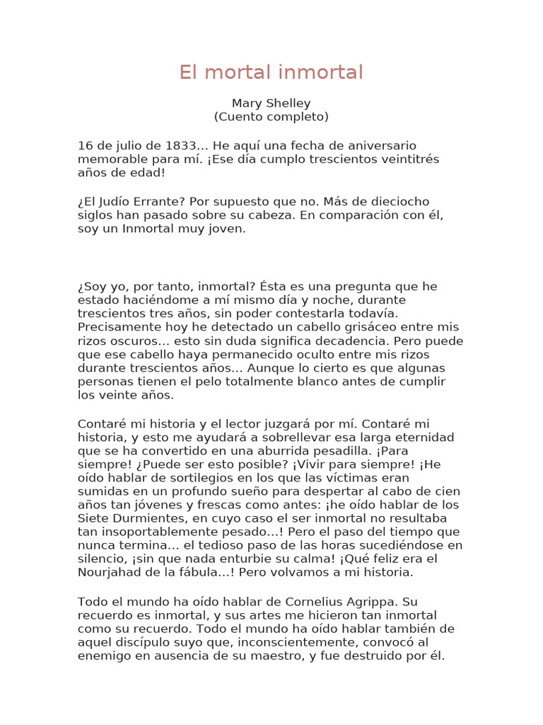 El Mortal Inmortal | PDF | Amor | Alquimia