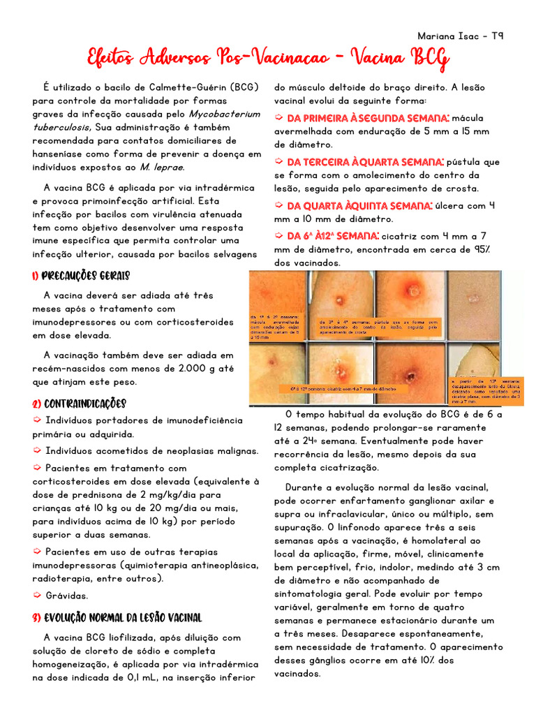 Efeitos Adversos Vacinação - Vacina BCG | PDF | HIV/AIDS | Sistema ...