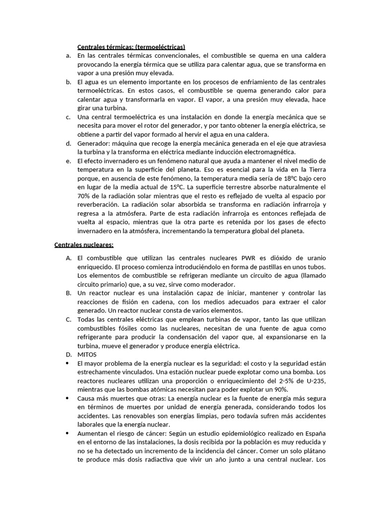 Tipos de Centrales Eléctricas y Su Funcionamiento | PDF | La energía ...