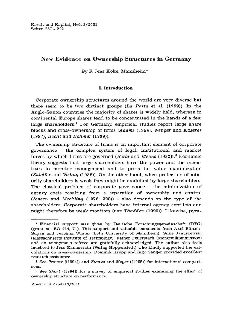German Corporate Ownership Study | PDF | Stocks | Equity (Finance)