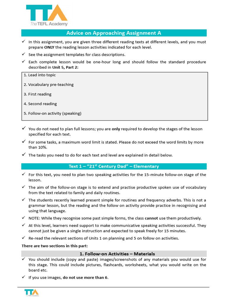 TEFL Assignment A: Reading Lesson Planning | PDF | Vocabulary | Reading ...