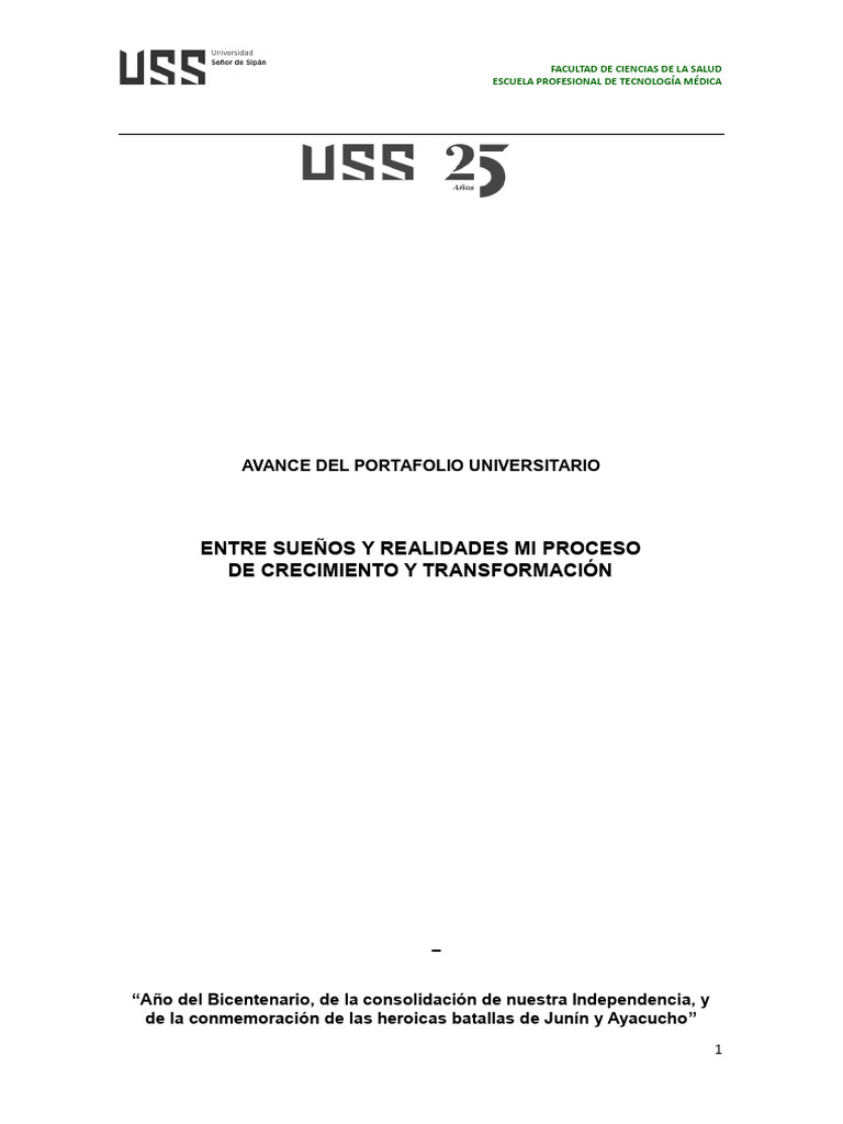 Avance del Portafolio Universitario USS | PDF | Mente | Aprendizaje