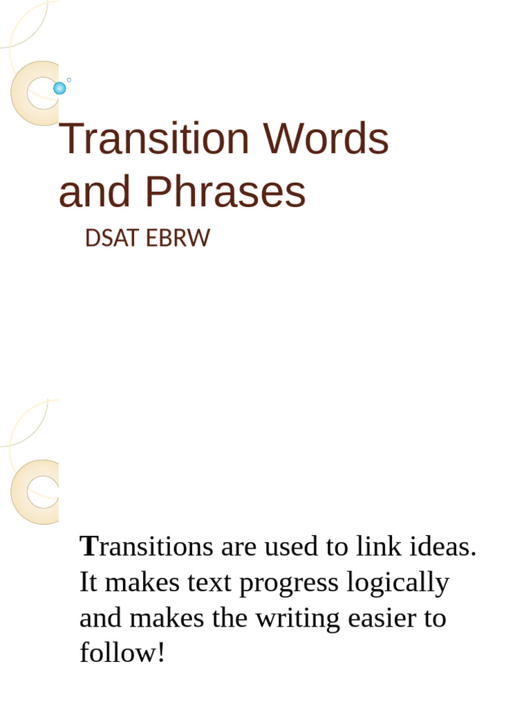 Effective Use of Transition Words | PDF