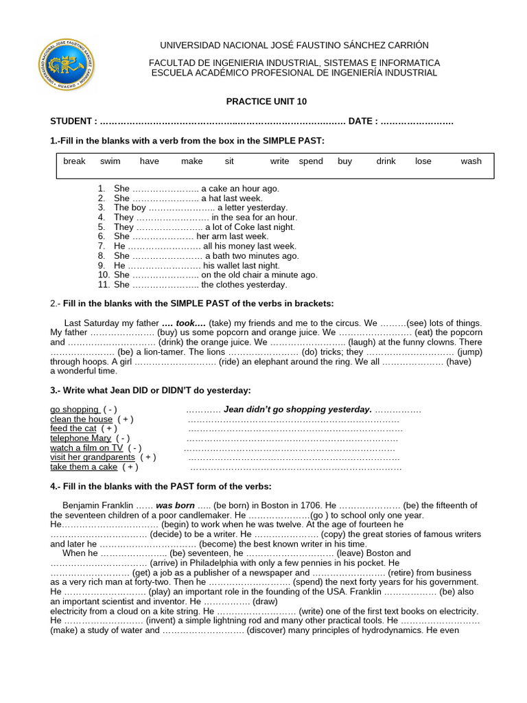 Simple Past Practice Exercises | PDF