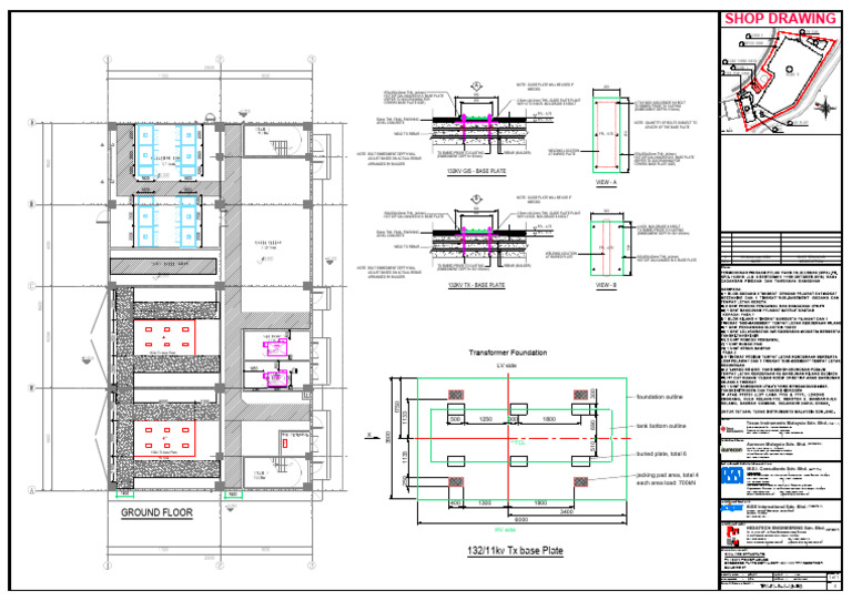 132KV Transformer Base Plate Details | PDF | Reinforced Concrete ...