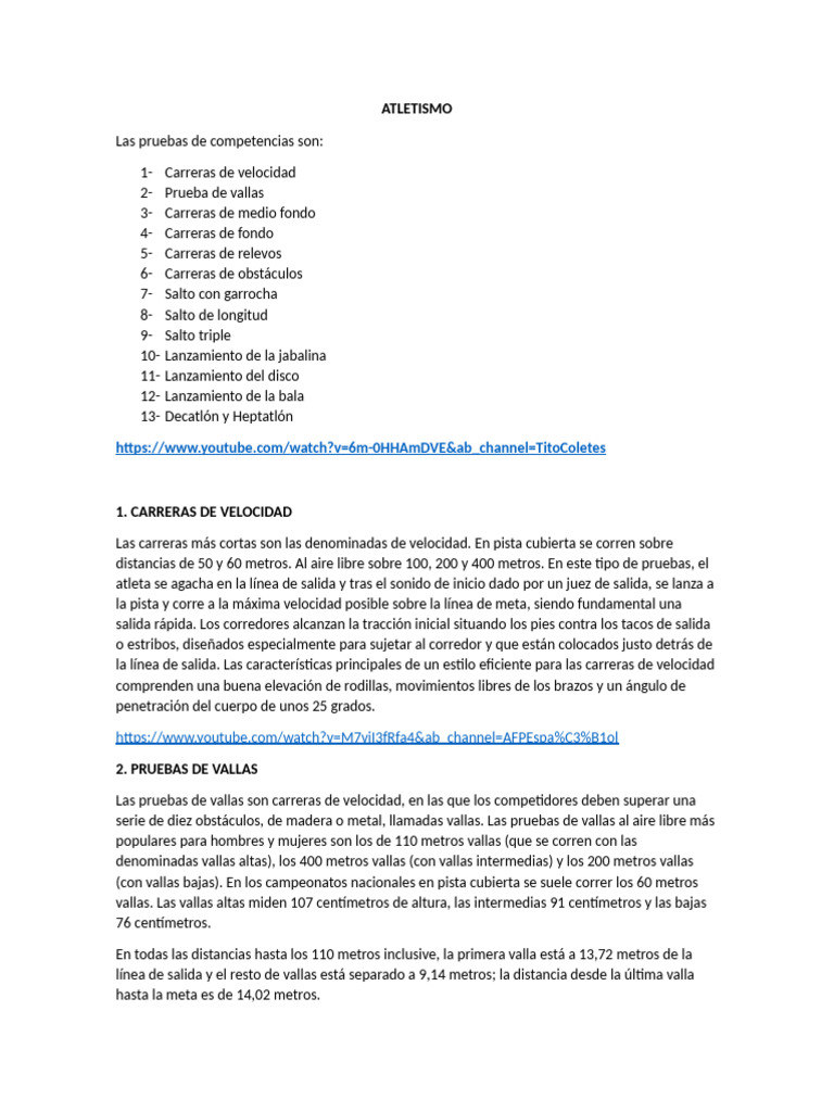 ATLETISMO | PDF | Deporte del atletismo | Deportes individuales