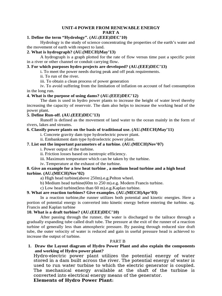 20. UNIT 4 QB | PDF | Fuel Cell | Wind Turbine