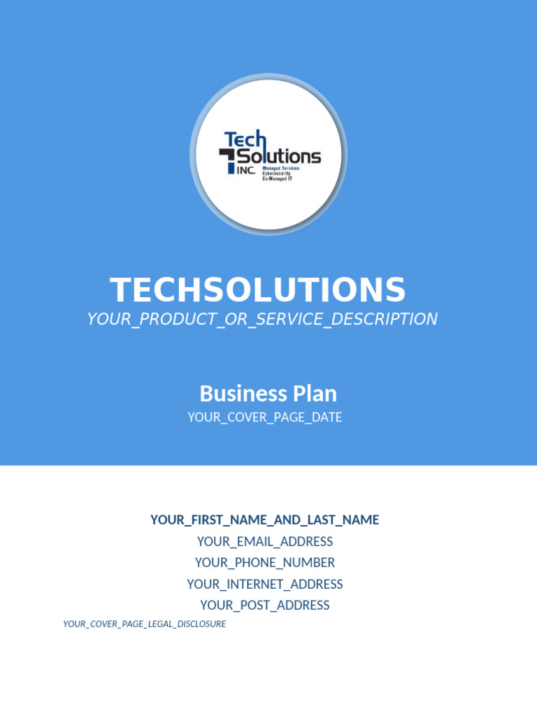 Business Plan Template for Tech Solutions | PDF | Income Statement ...