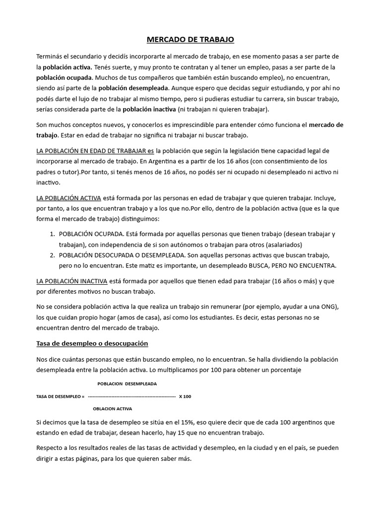 Entendiendo el Mercado Laboral en Argentina | PDF | Desempleo ...