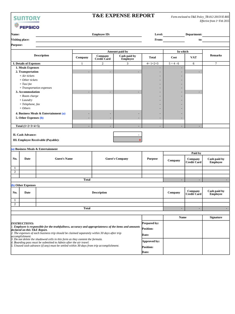 3 mau bao cao cong tac phi giao te phi t e expense report form pdf