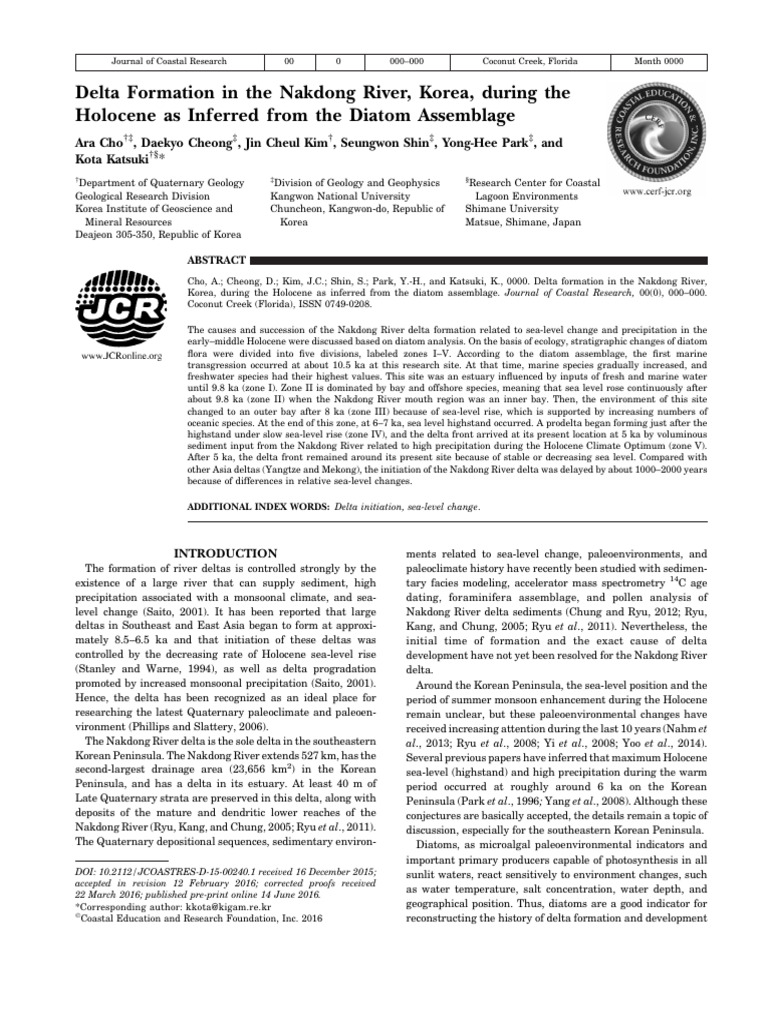 Holocene Delta Formation in Nakdong River | PDF | River Delta | Estuary