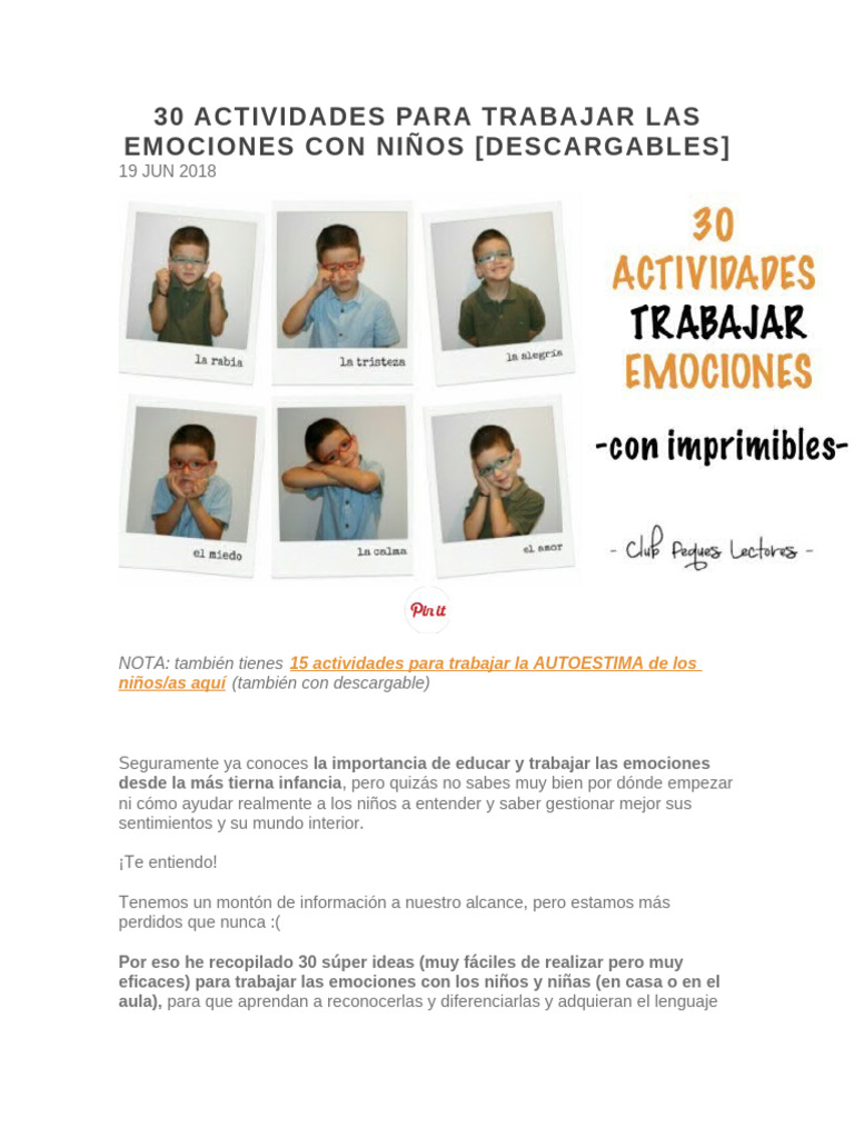 30 Actividades para Trabajar Emociones | PDF | Las emociones | Empatía
