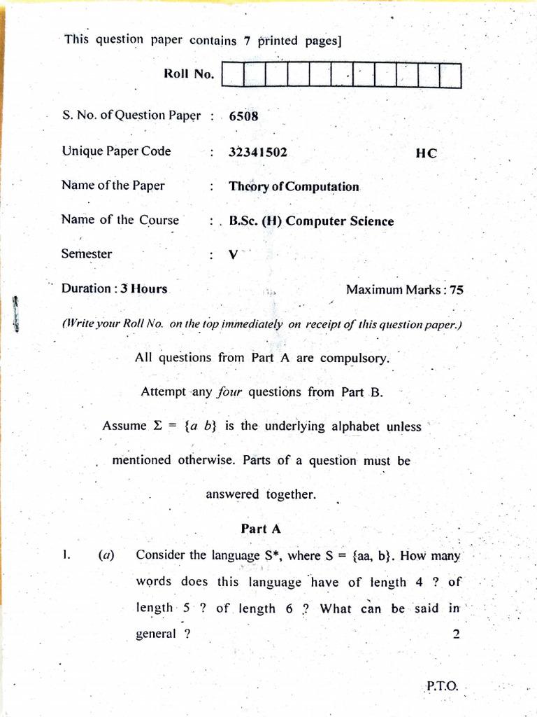 Toc Pyq | PDF | Algorithms | Applied Mathematics