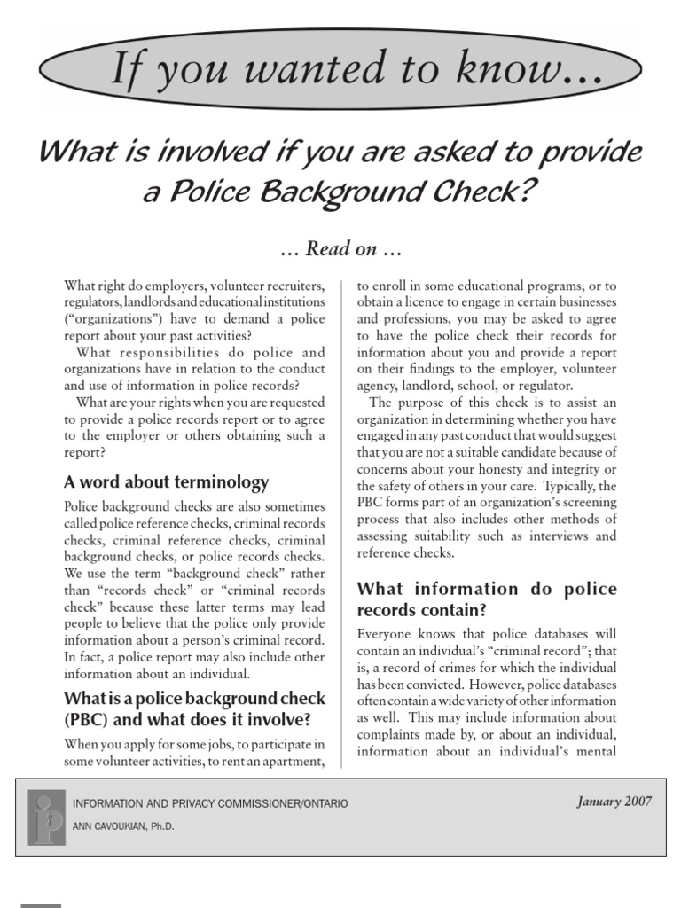 Understanding Police Background Checks | PDF | Criminal Record | Pardon