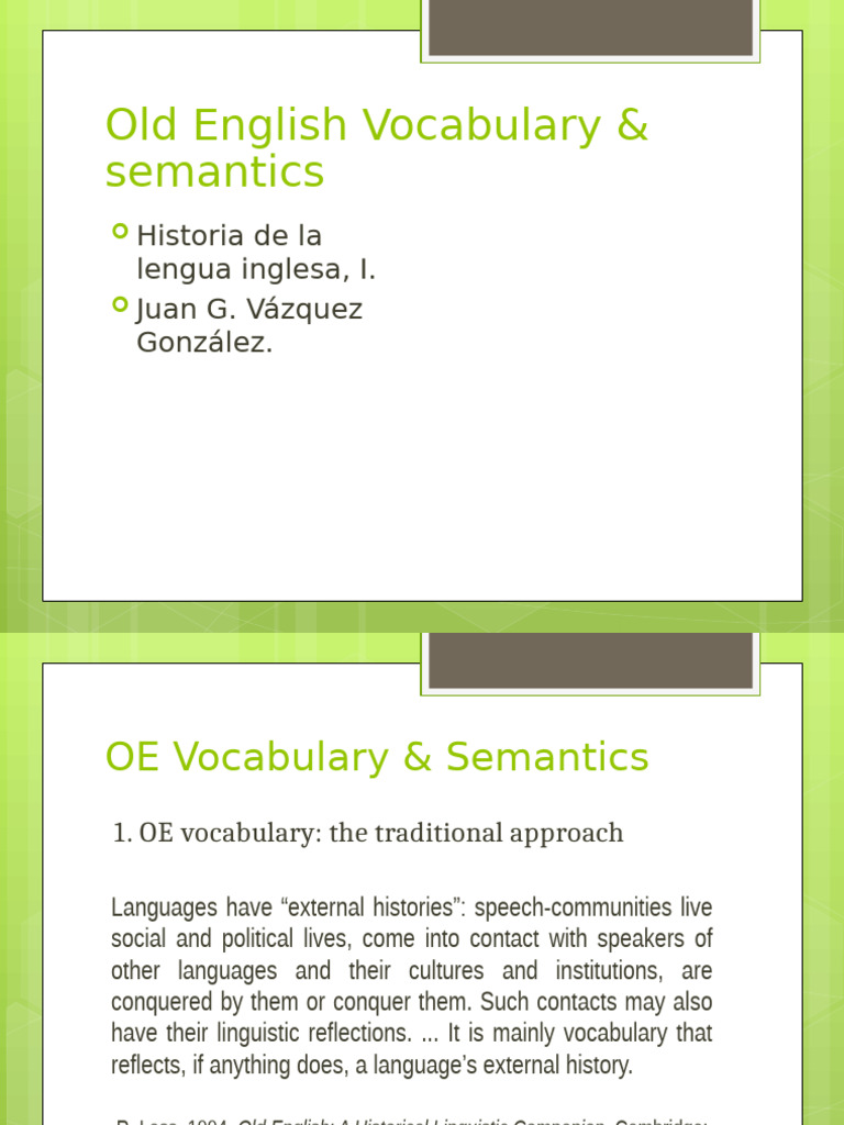 Old English Vocabulary Insights | PDF | Morphology (Linguistics) | Lexicon