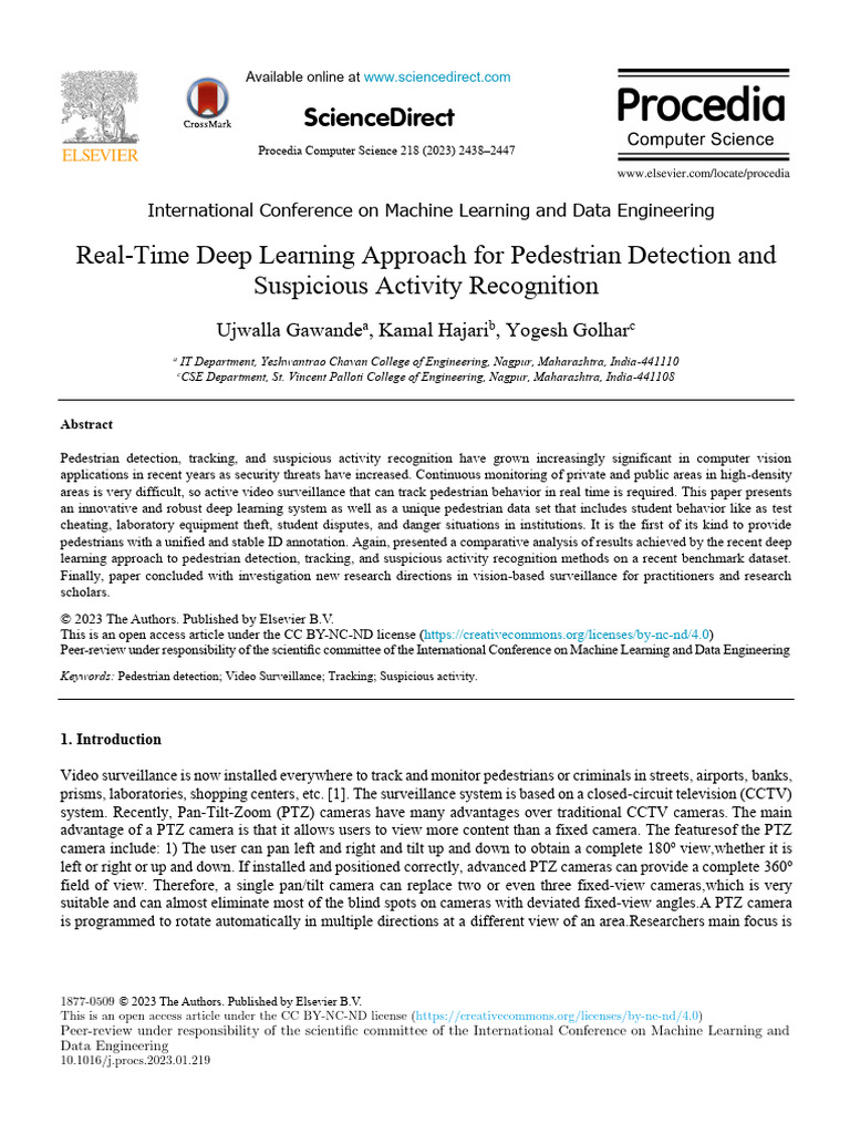 Real-time deep learning approach for pedestrian detection and ...