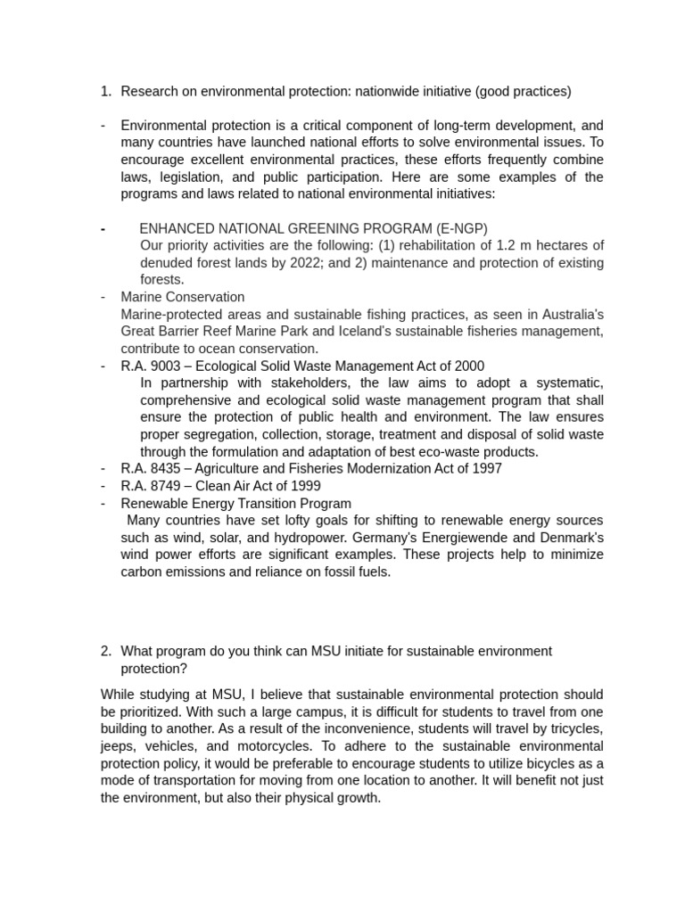 Environmental Awareness Assignment Nstp Pdf Sustainability