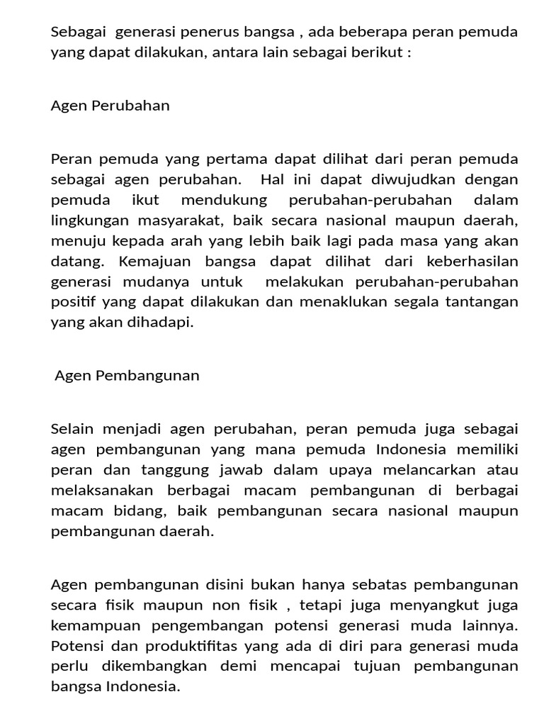 Peran Pemuda sebagai Agen Perubahan | PDF