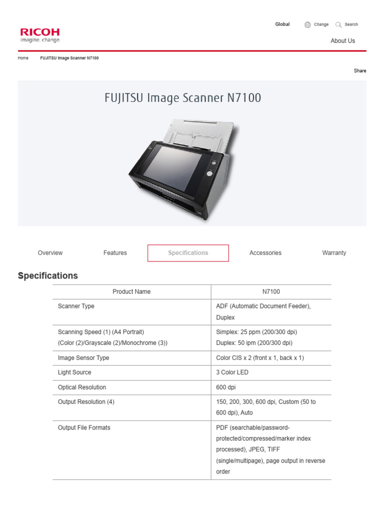 Scanner Fujitsu N7100 - Neuf Sous Blister Ouvert - Scanner Feuille à Feuille