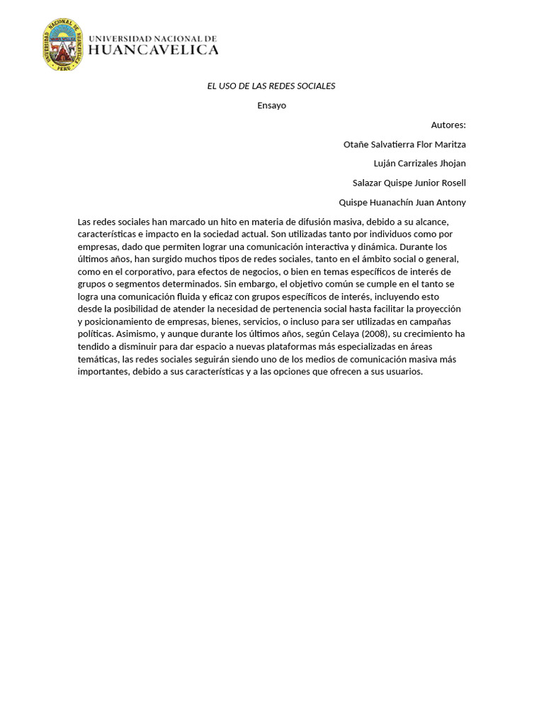 El Uso de Las Redes Sociales | PDF