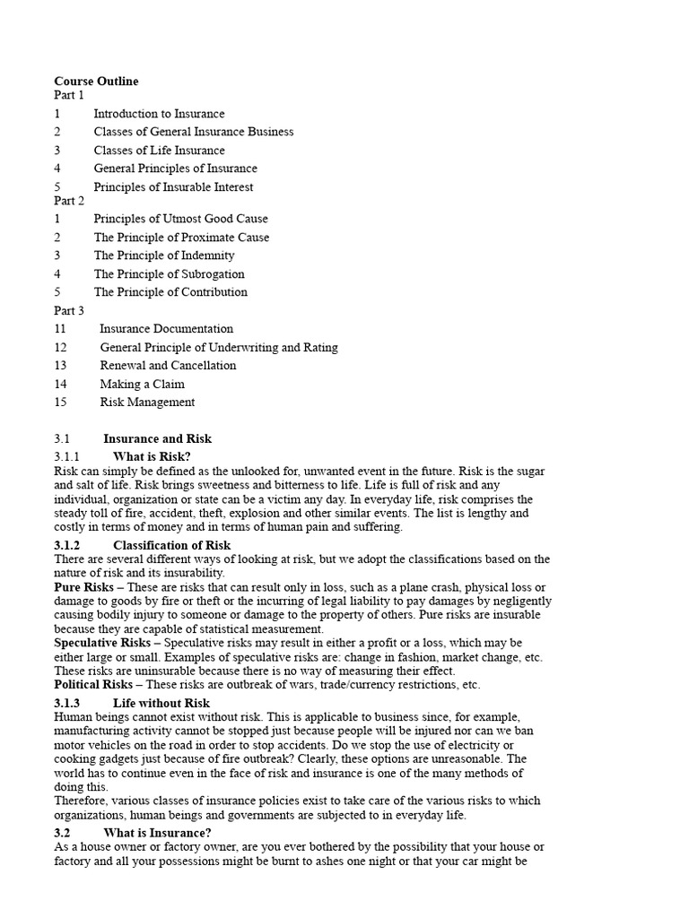 Comprehensive Insurance Course Outline | PDF | Insurance | Insurance Broker