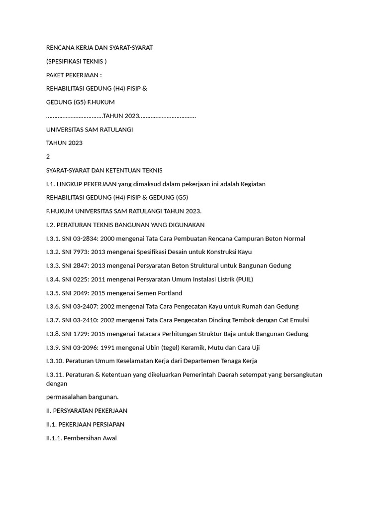 Rencana Kerja Dan Syarat Pdf