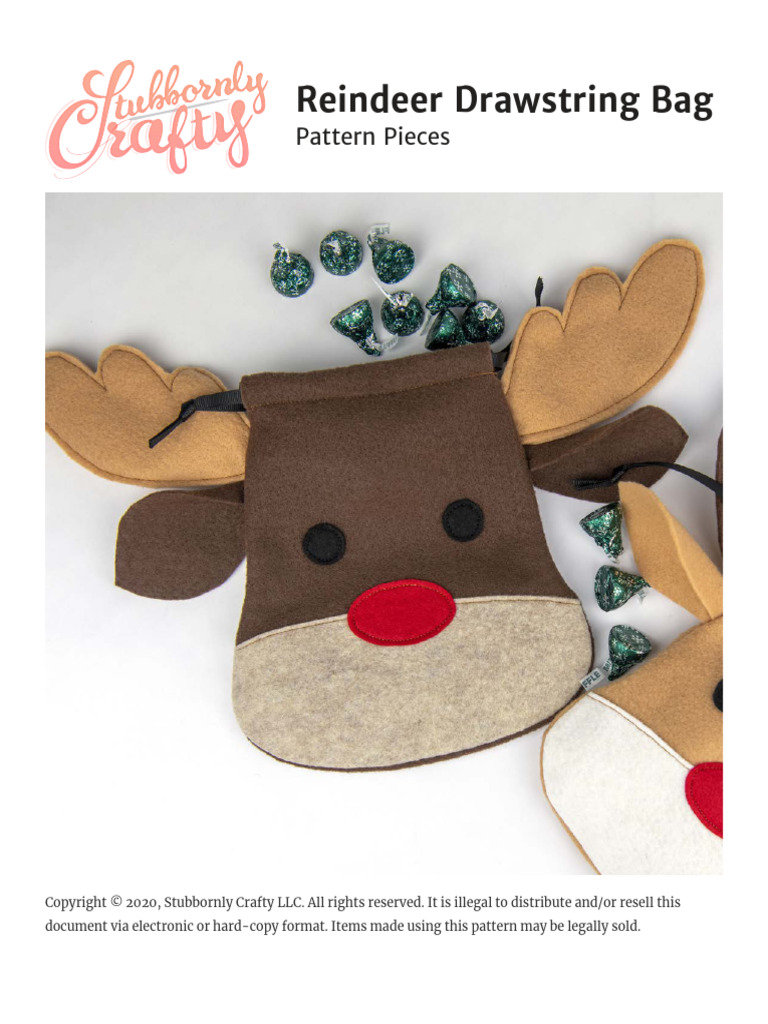 Reindeer Drawstring Bag Pattern Pieces Final | PDF